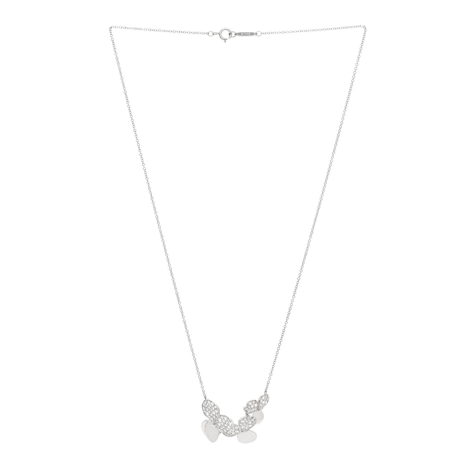 Tiffany Platinum Diamond Mini Paper Flowers Cluster Pendant Necklace 3 of 6