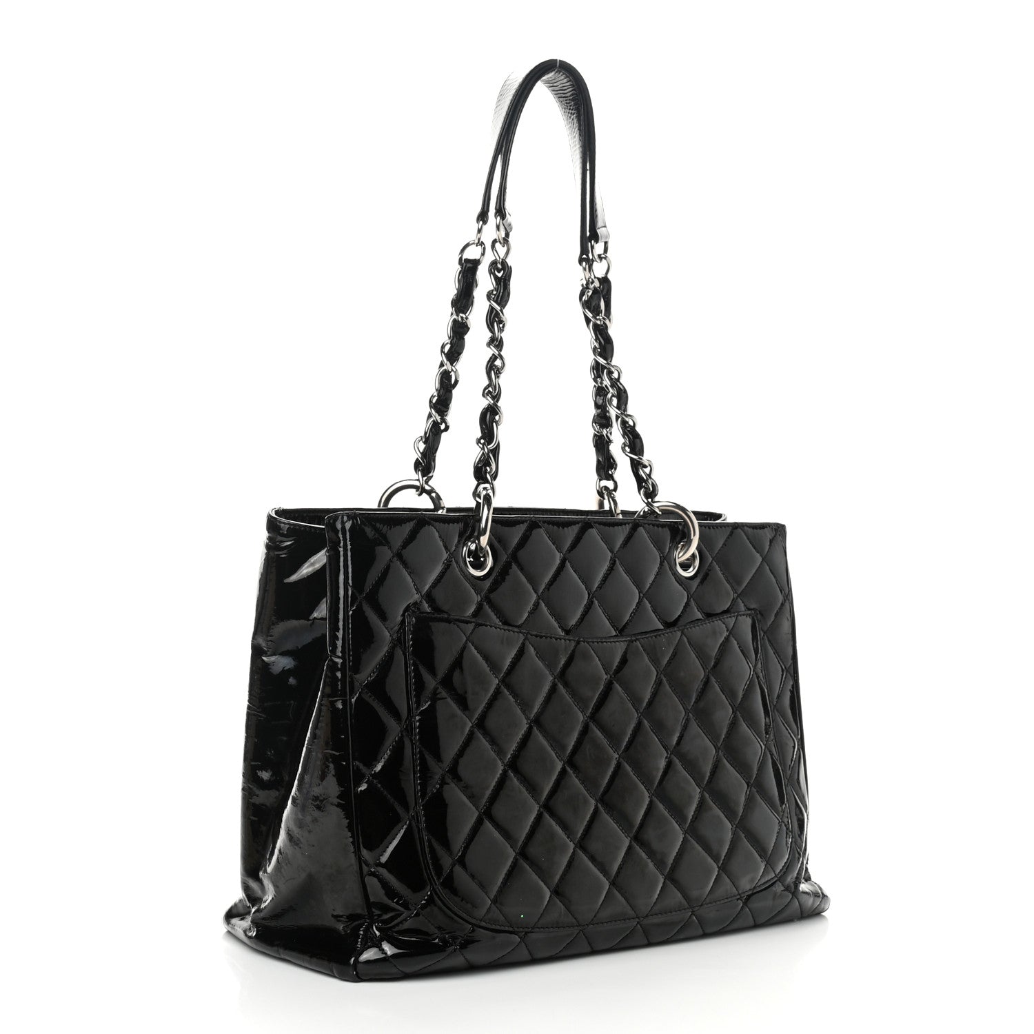 Chanel Patent Quilted Grand Shopping Tote GST Black 2 of 10