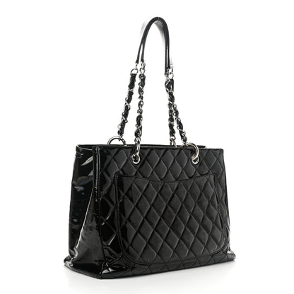 Chanel Patent Quilted Grand Shopping Tote GST Black 2 of 10