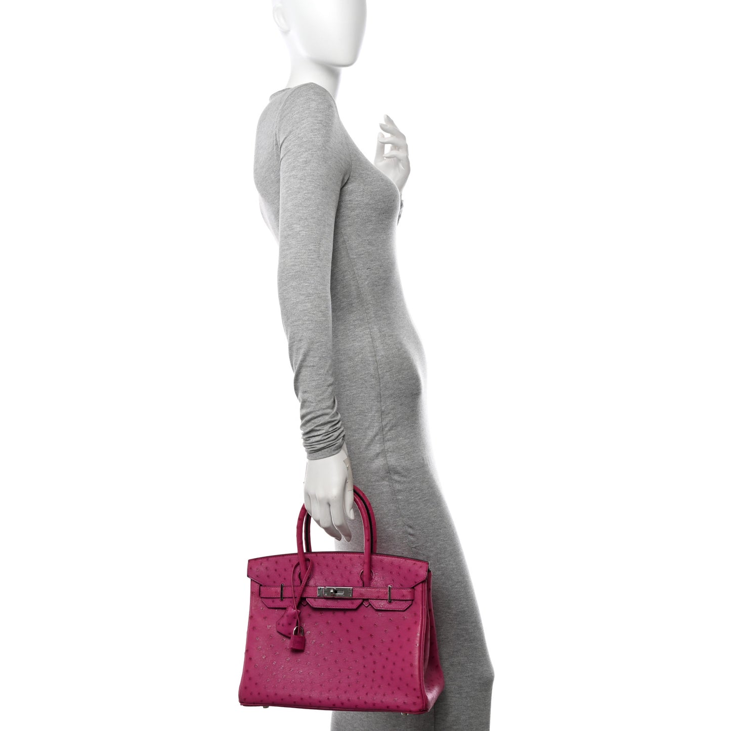 Ostrich Birkin 30 Rose Pourpre