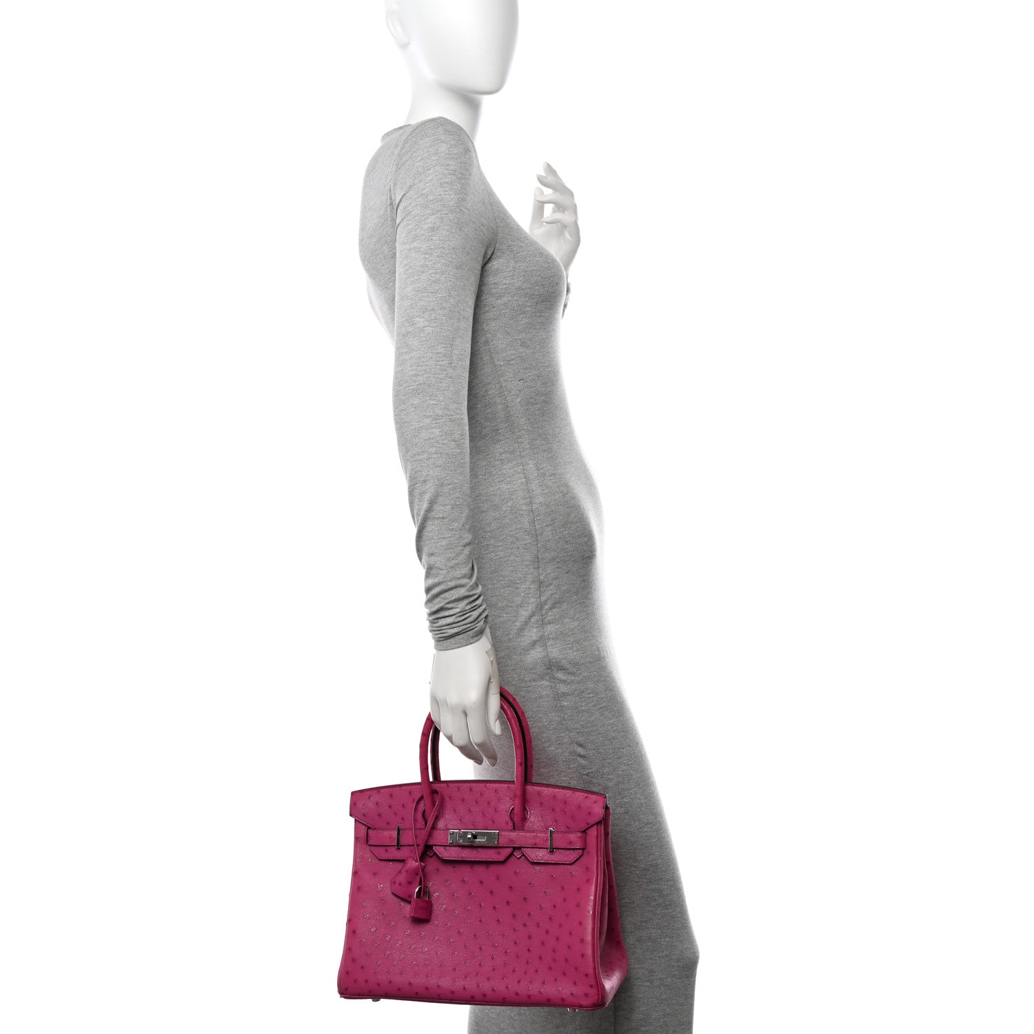 Hermes Ostrich Birkin 30 Rose Pourpre 2 of 12
