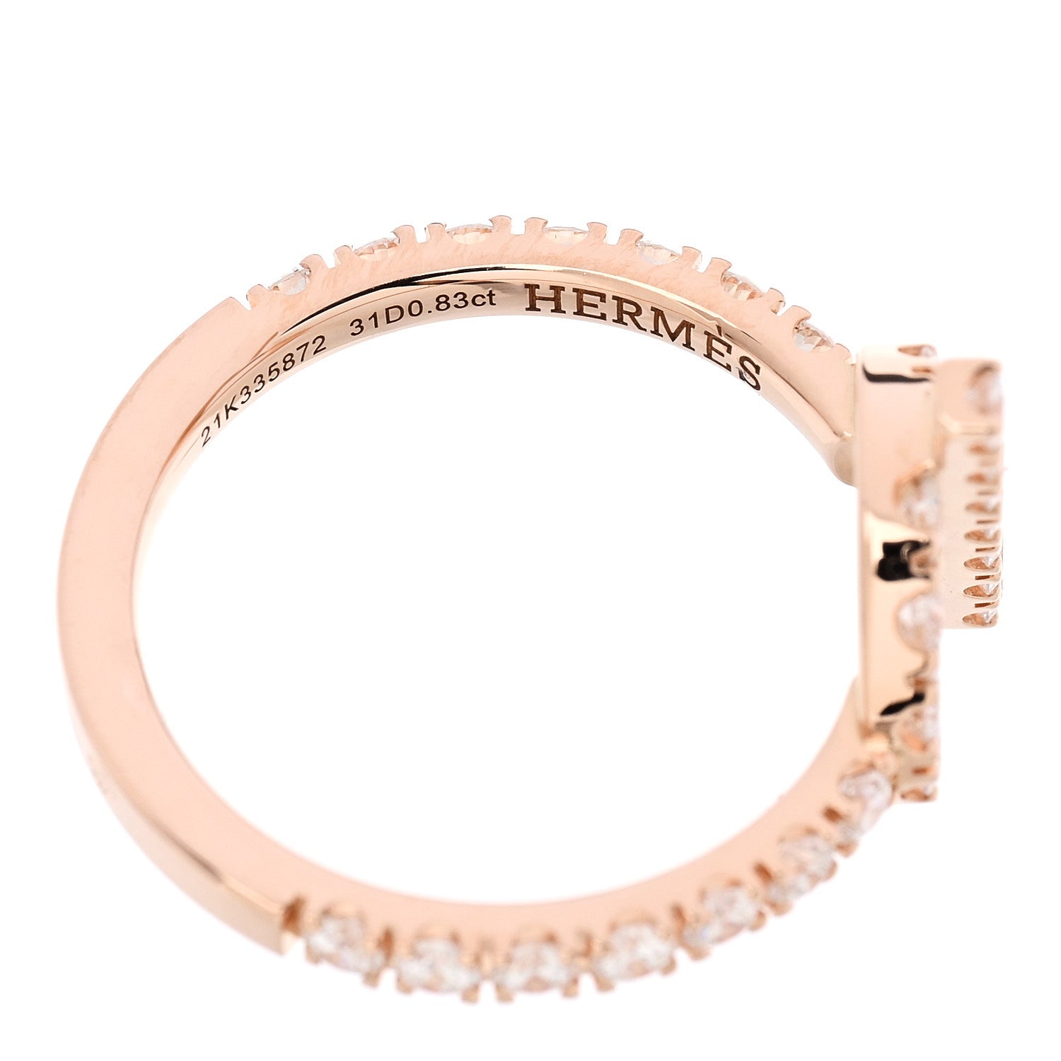 Hermes 18K Rose Gold Diamond Finesse Ring 50 5.25 4 of 6