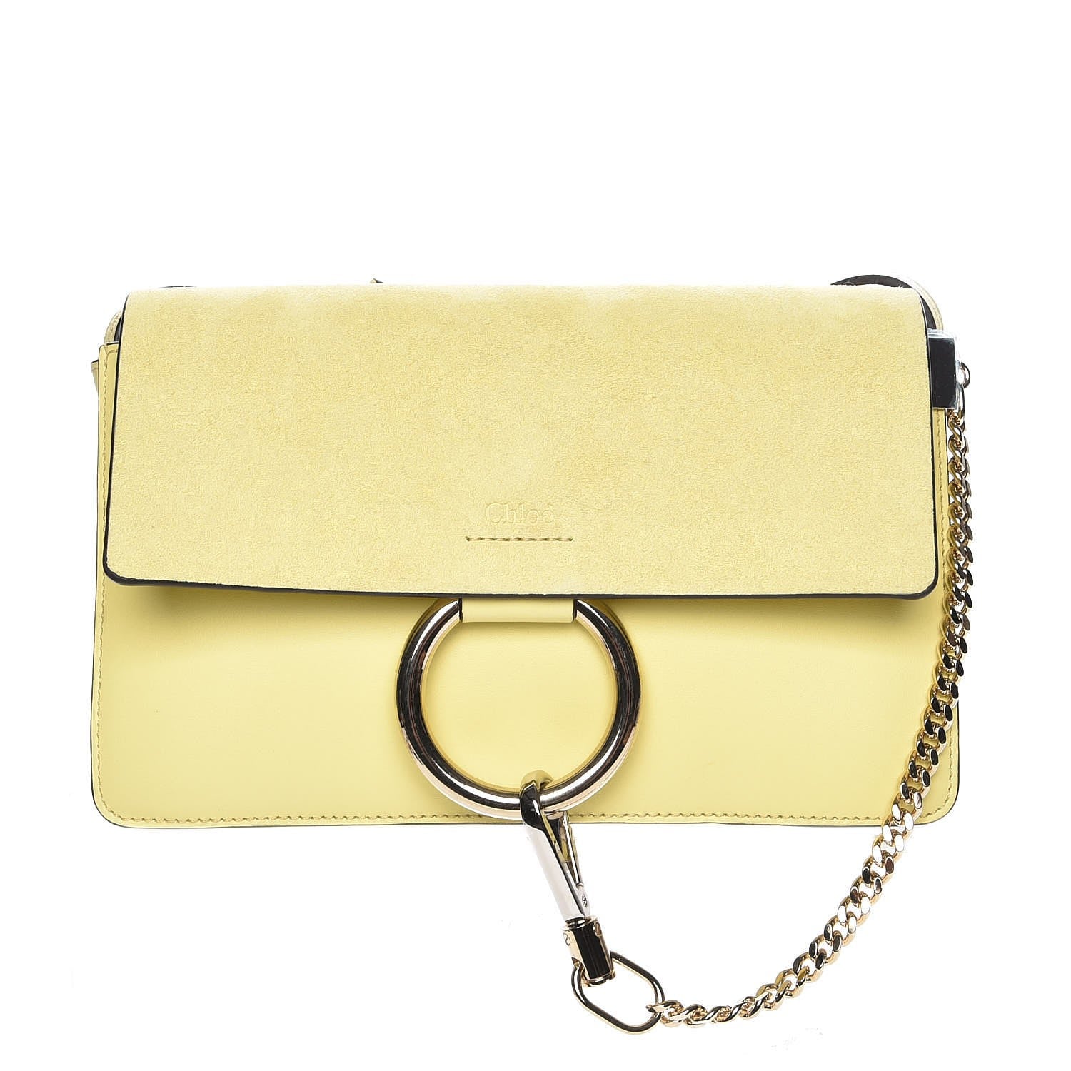 Chloe Suede Calfskin Small Faye Shoulder Bag Lemonade 1 of 7