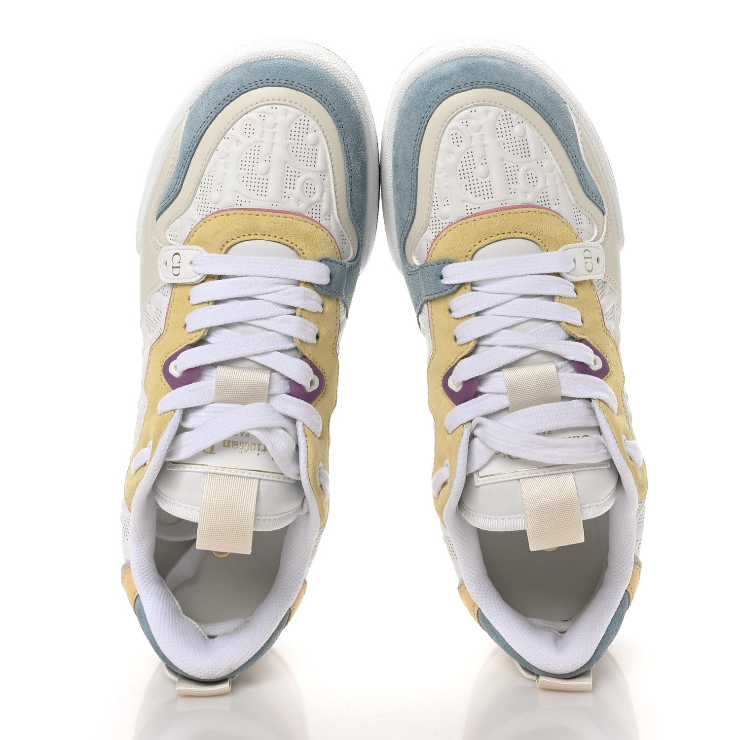 Christian Dior Calfskin Oblique Laser Perforated Dior One Low Sneakers 37.5 White Multicolor 2 of 9