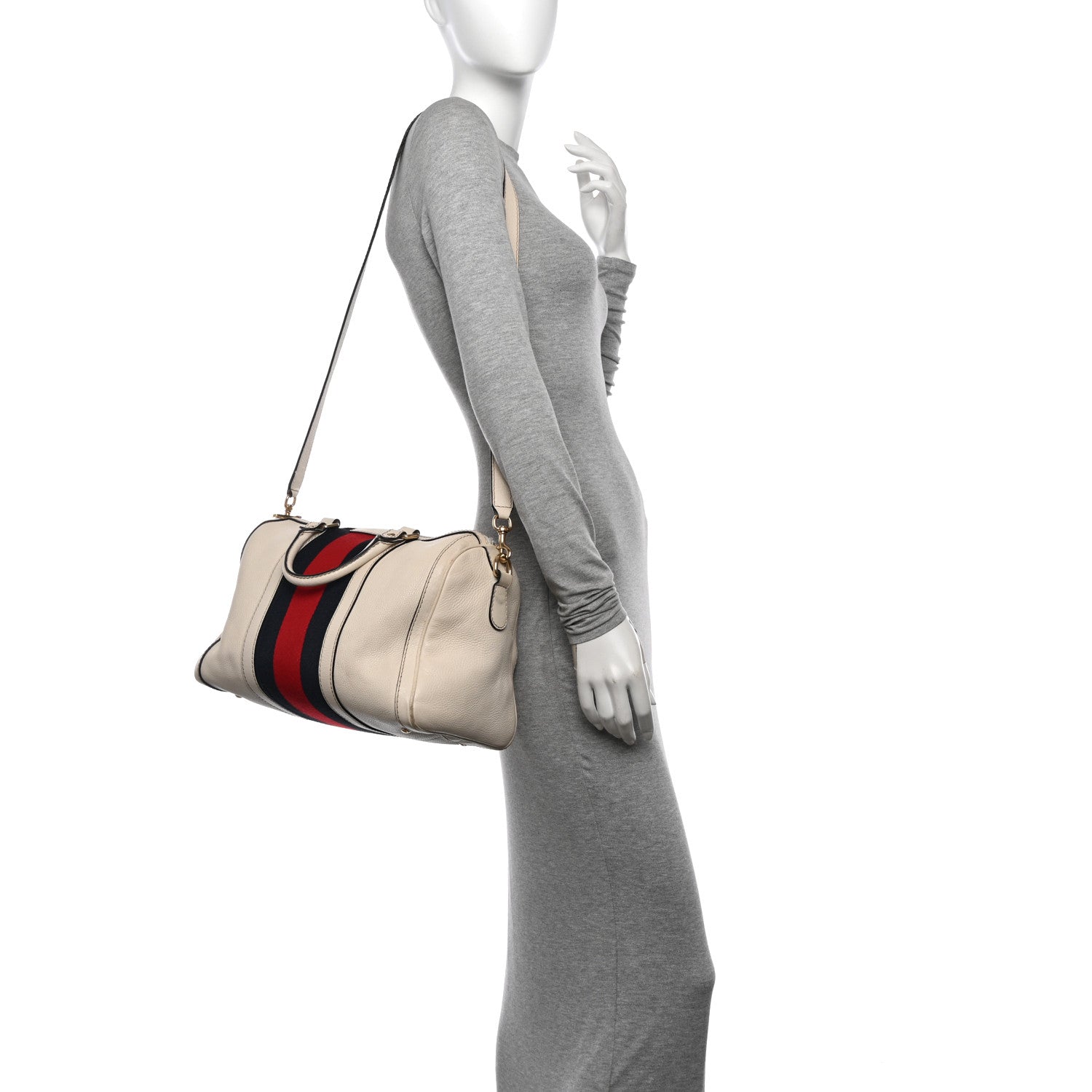 Gucci Calfskin Vintage Web Medium Boston White 2 of 23