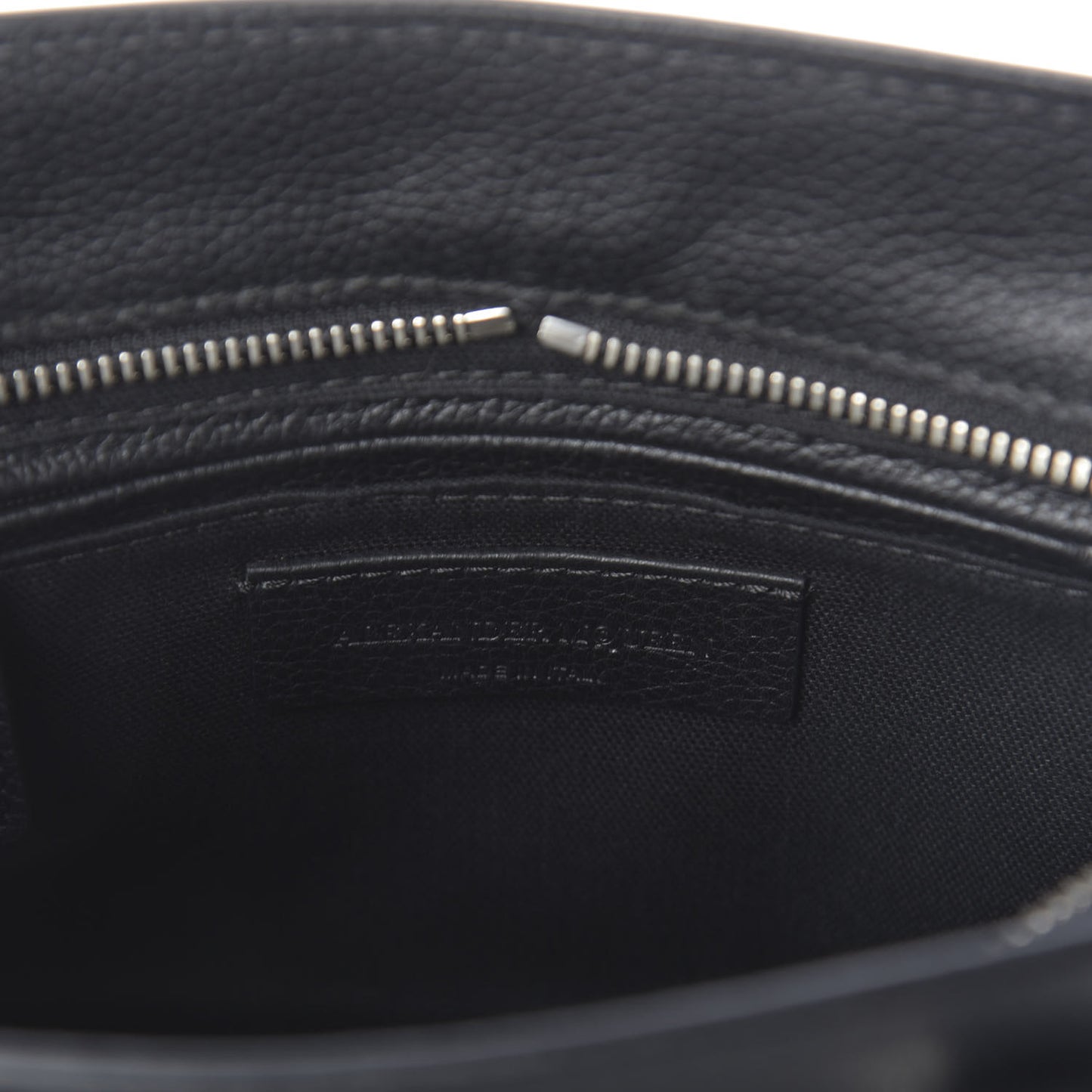 Pebbled Calfskin Mini Skull Padlock Zip Around Tote Black