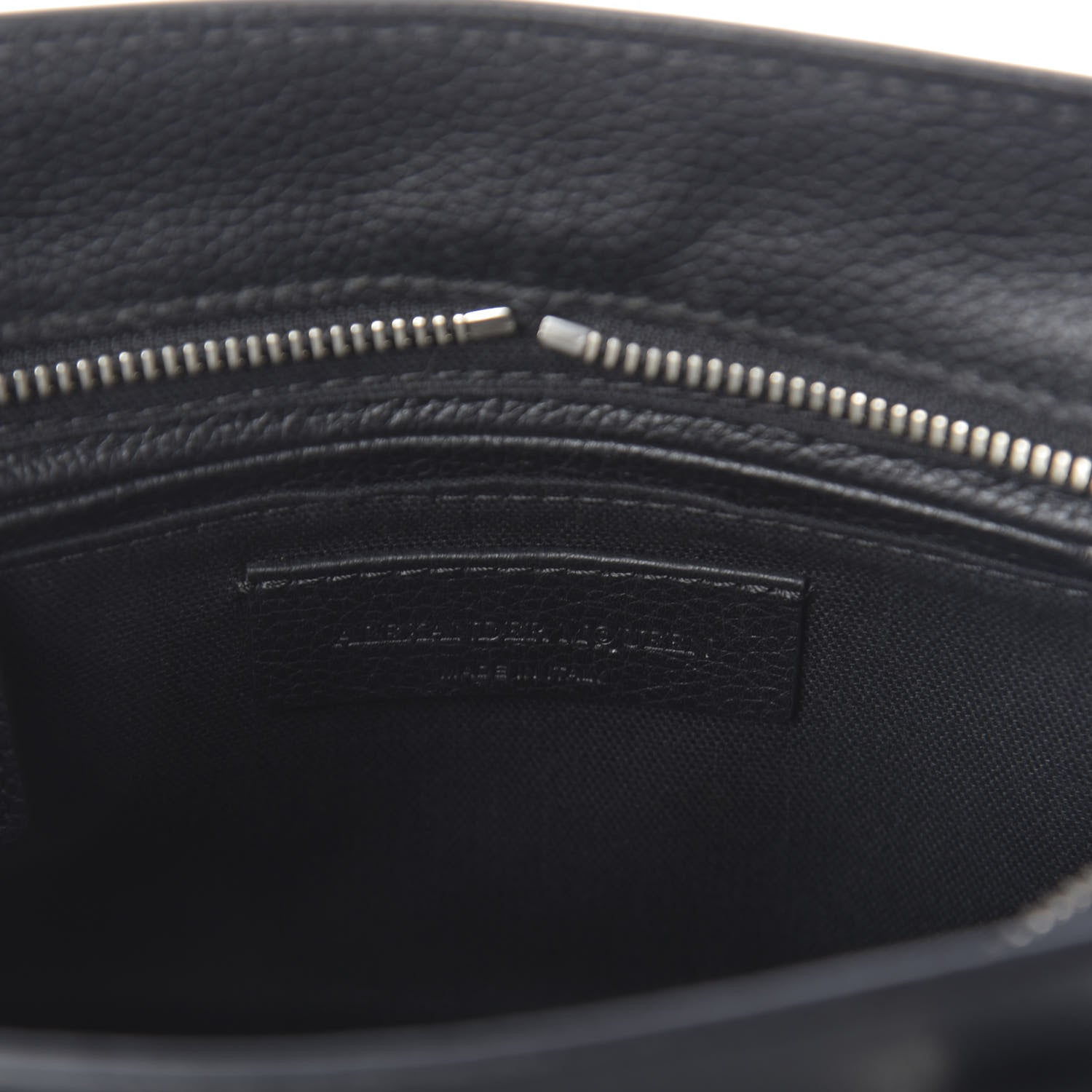 Alexander McQueen Pebbled Calfskin Mini Skull Padlock Zip Around Tote Black 7 of 10