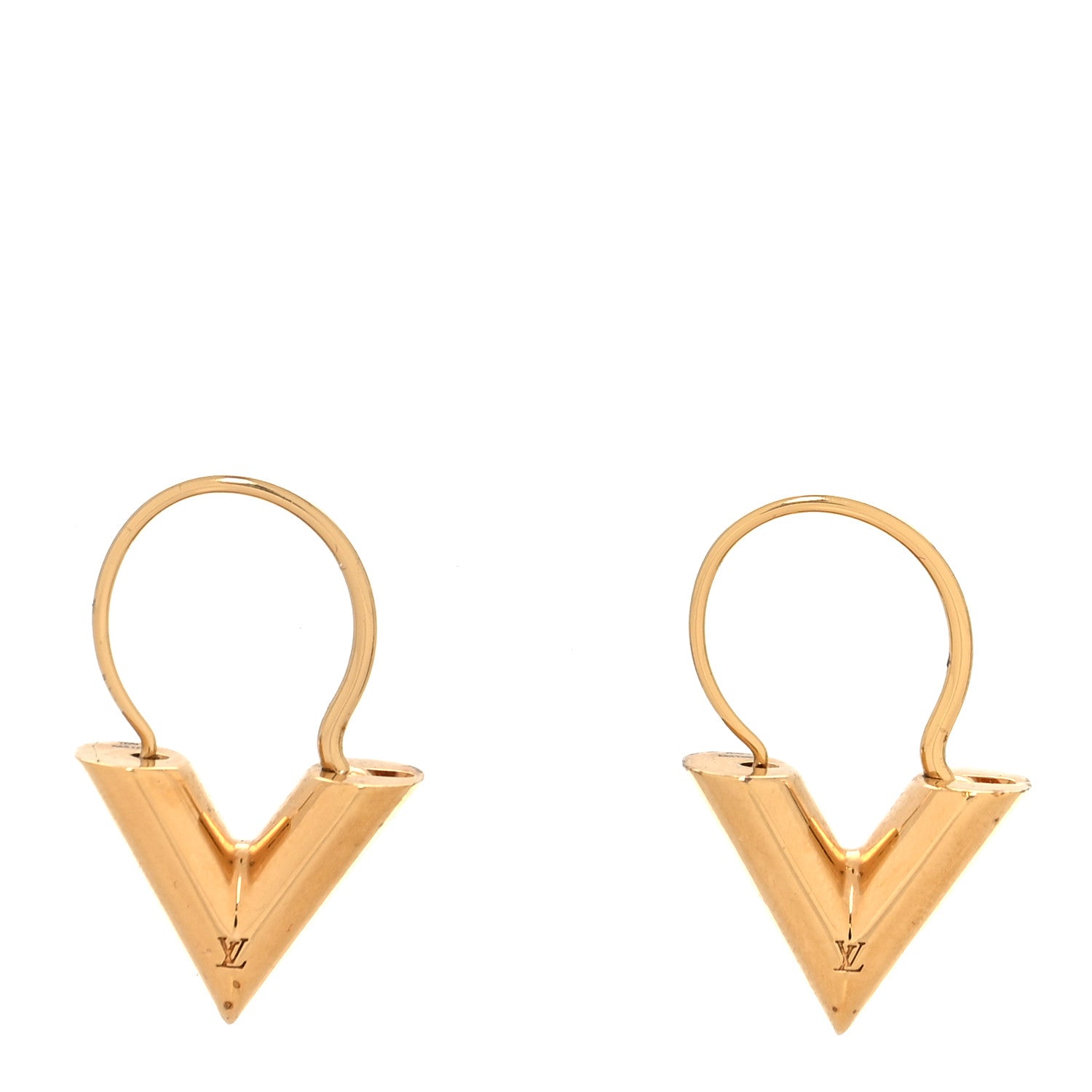 Louis Vuitton Brass Essential V Hoop Earrings Gold 1 of 4