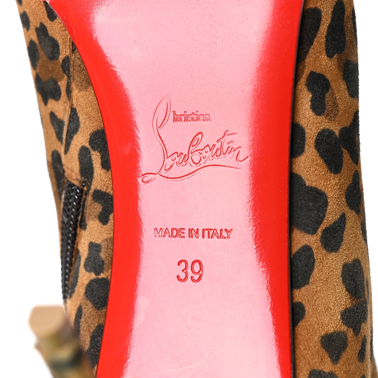 Veau Velours Leopard Print Eloise Booty 85 Ankle Boots 39 Caramel