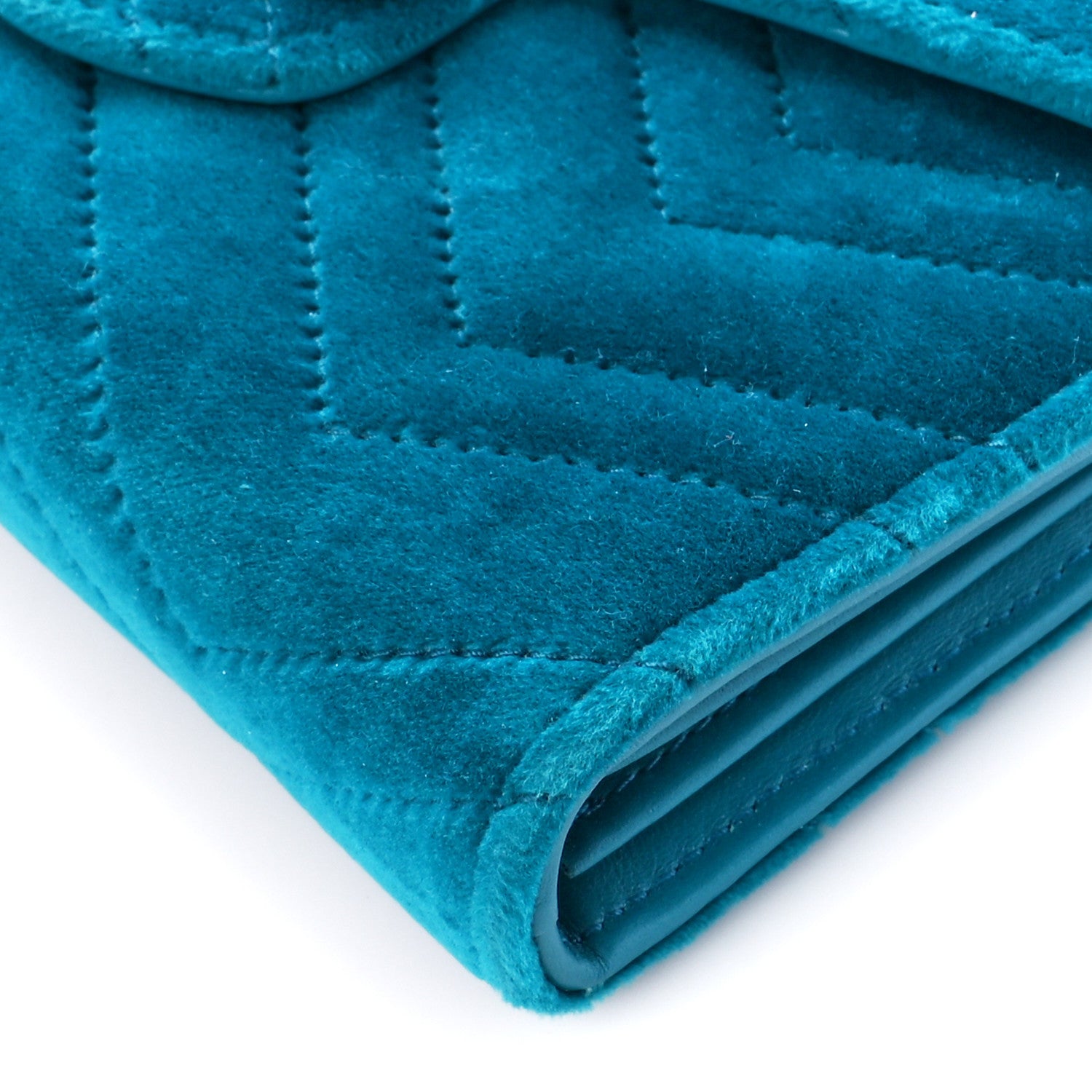 Gucci Velvet Matelasse GG Marmont Chain Wallet Pavone Cyan 10 of 10