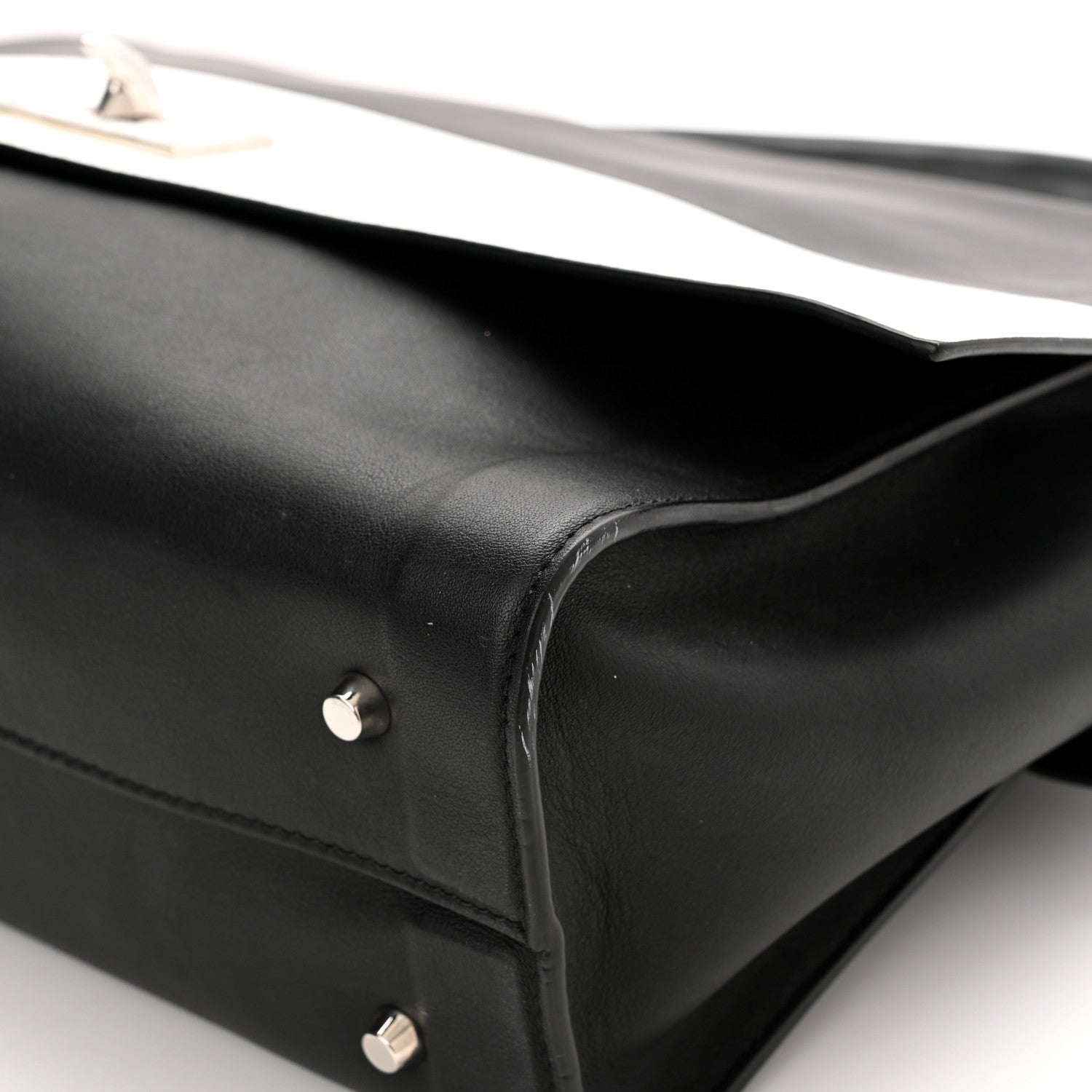 Givenchy Grained Calfskin Medium Bi-Color Shark Lock Satchel Black White 10 of 10