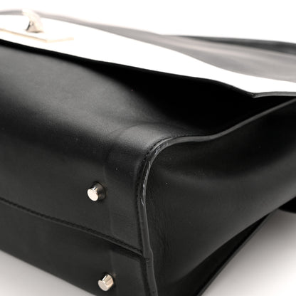 Givenchy Grained Calfskin Medium Bi-Color Shark Lock Satchel Black White 10 of 10