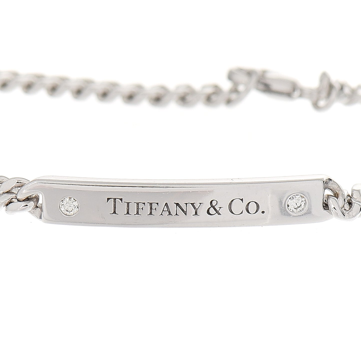 18K White Gold Diamond Micro Link ID Chain Bracelet