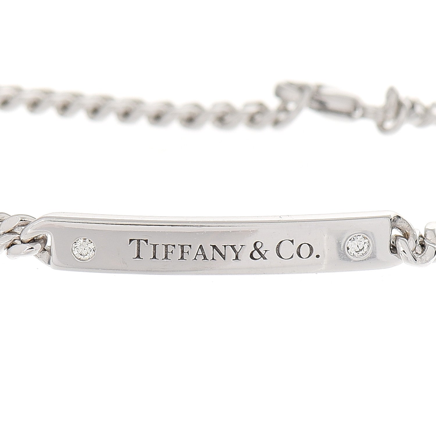 Tiffany 18K White Gold Diamond Micro Link ID Chain Bracelet 4 of 6