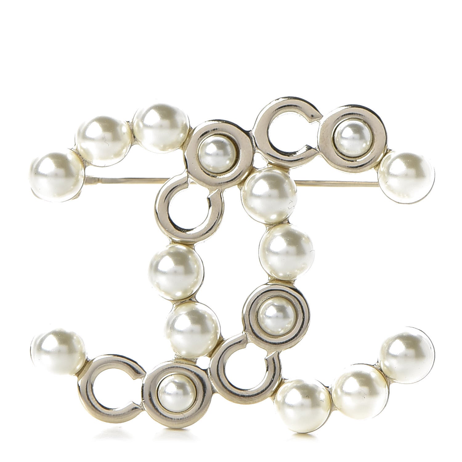 Chanel Pearl Coco CC Brooch Gold 1 of 5
