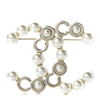Chanel Pearl Coco CC Brooch Gold 1 of 5