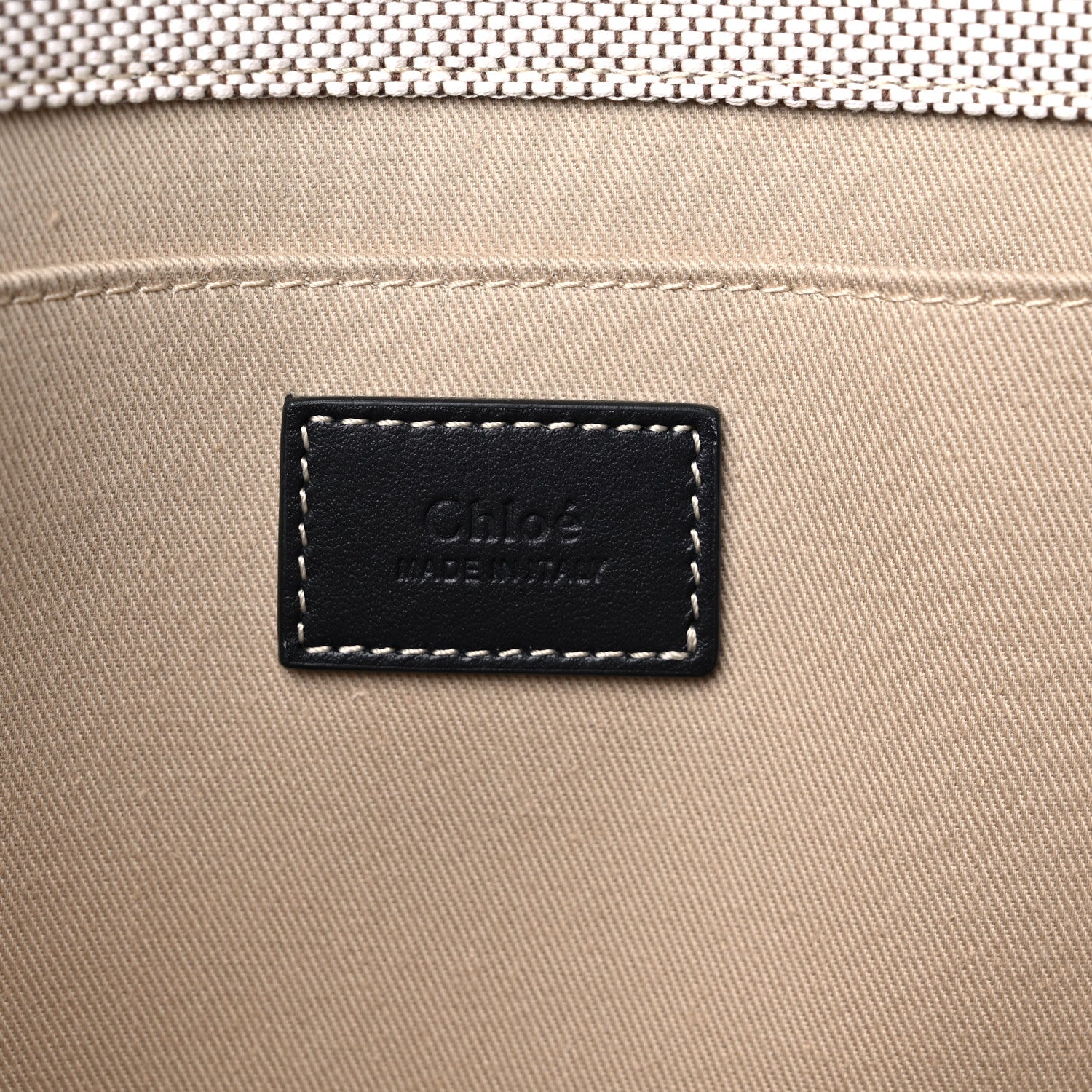 Chloe Cotton Calfskin Large Woody Ribbon Tote White Black 5 of 8