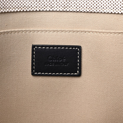 Chloe Cotton Calfskin Large Woody Ribbon Tote White Black 5 of 8