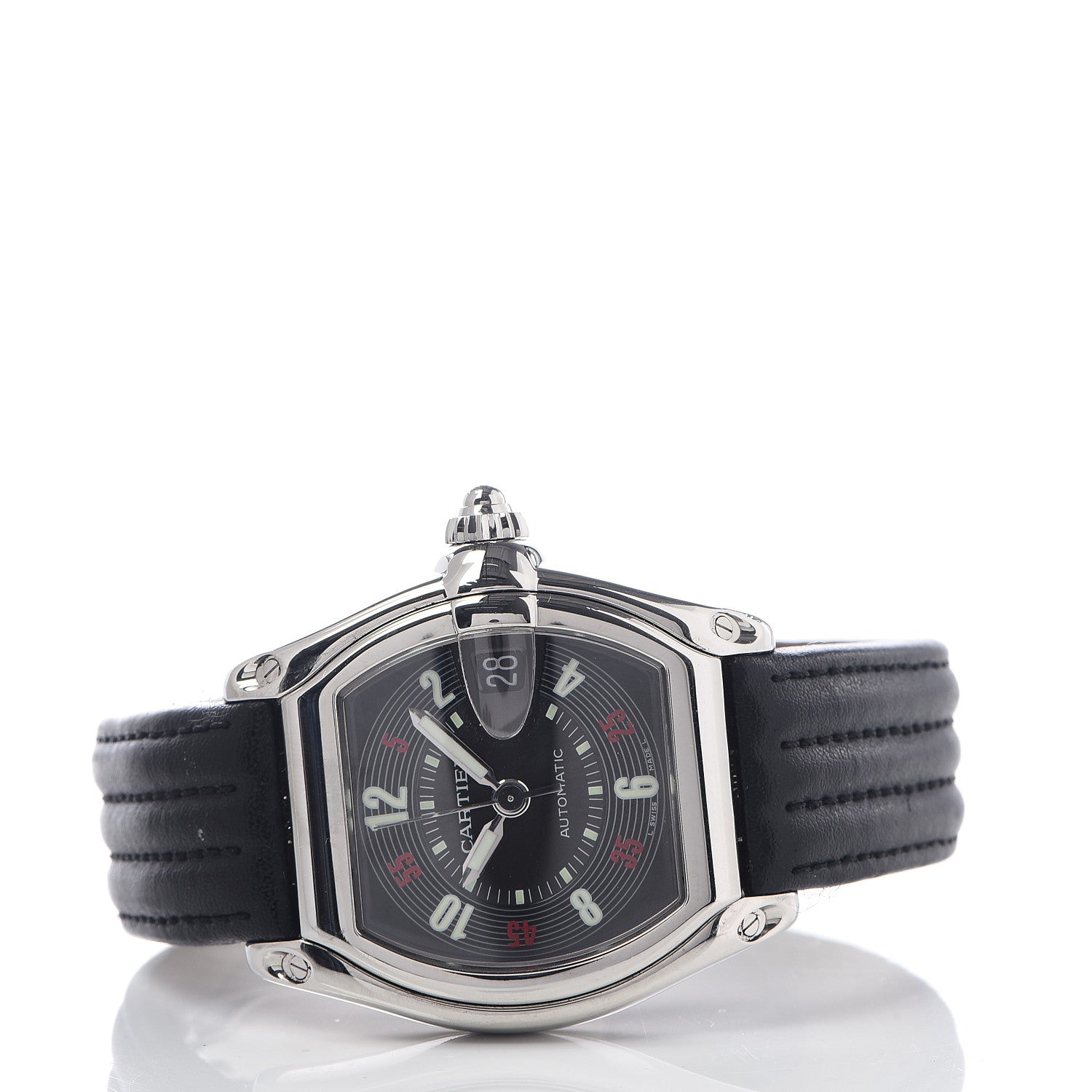 Cartier Stainless Steel Calfskin 37mm Las Vegas Roadster Automatic Watch Black 3 of 6