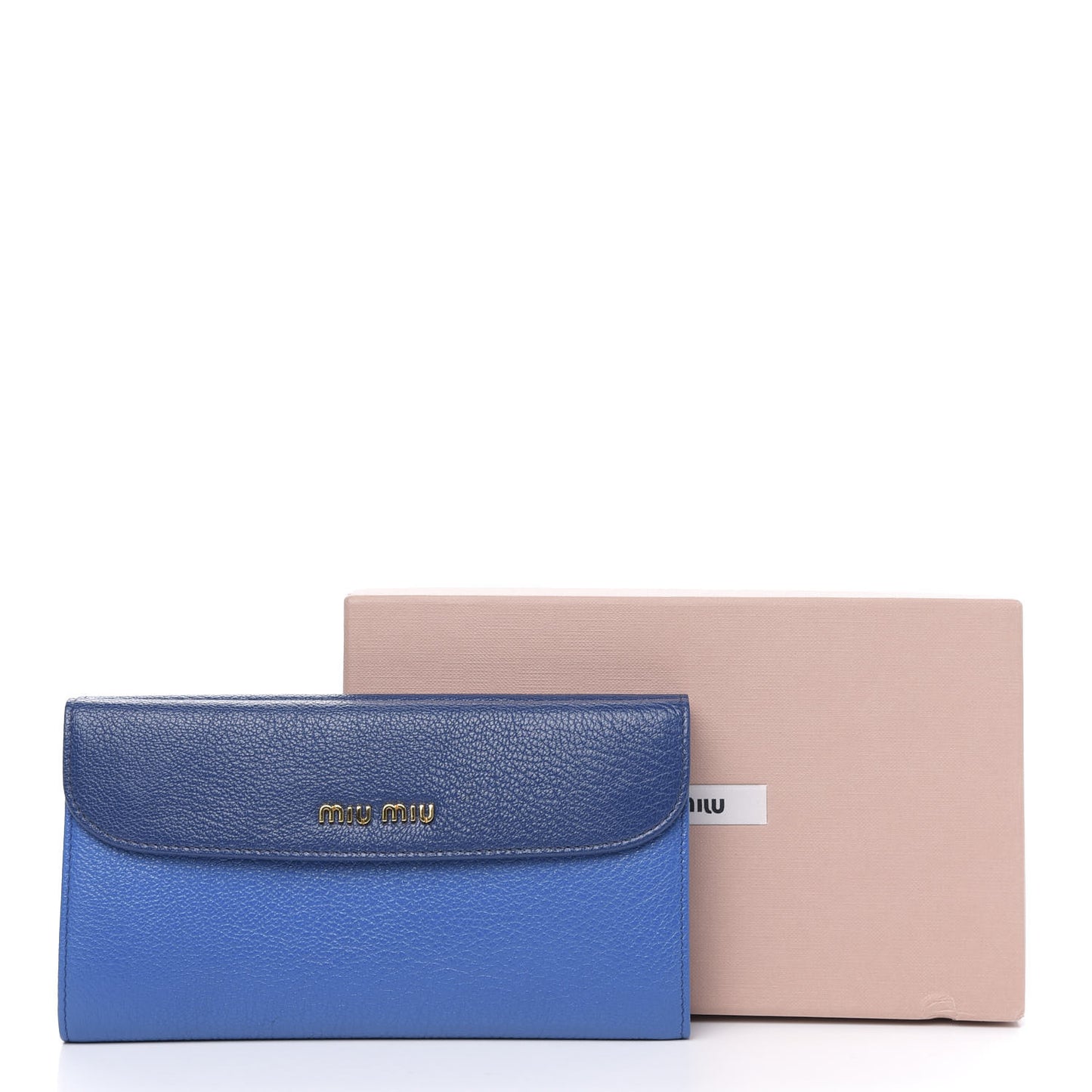 Goatskin Madras Bi-Color Continental Wallet Cobalto Marea