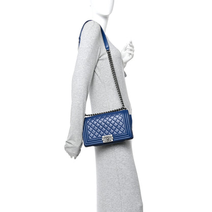 Chanel Lambskin Quilted Medium Boy Flap Blue 2 of 12