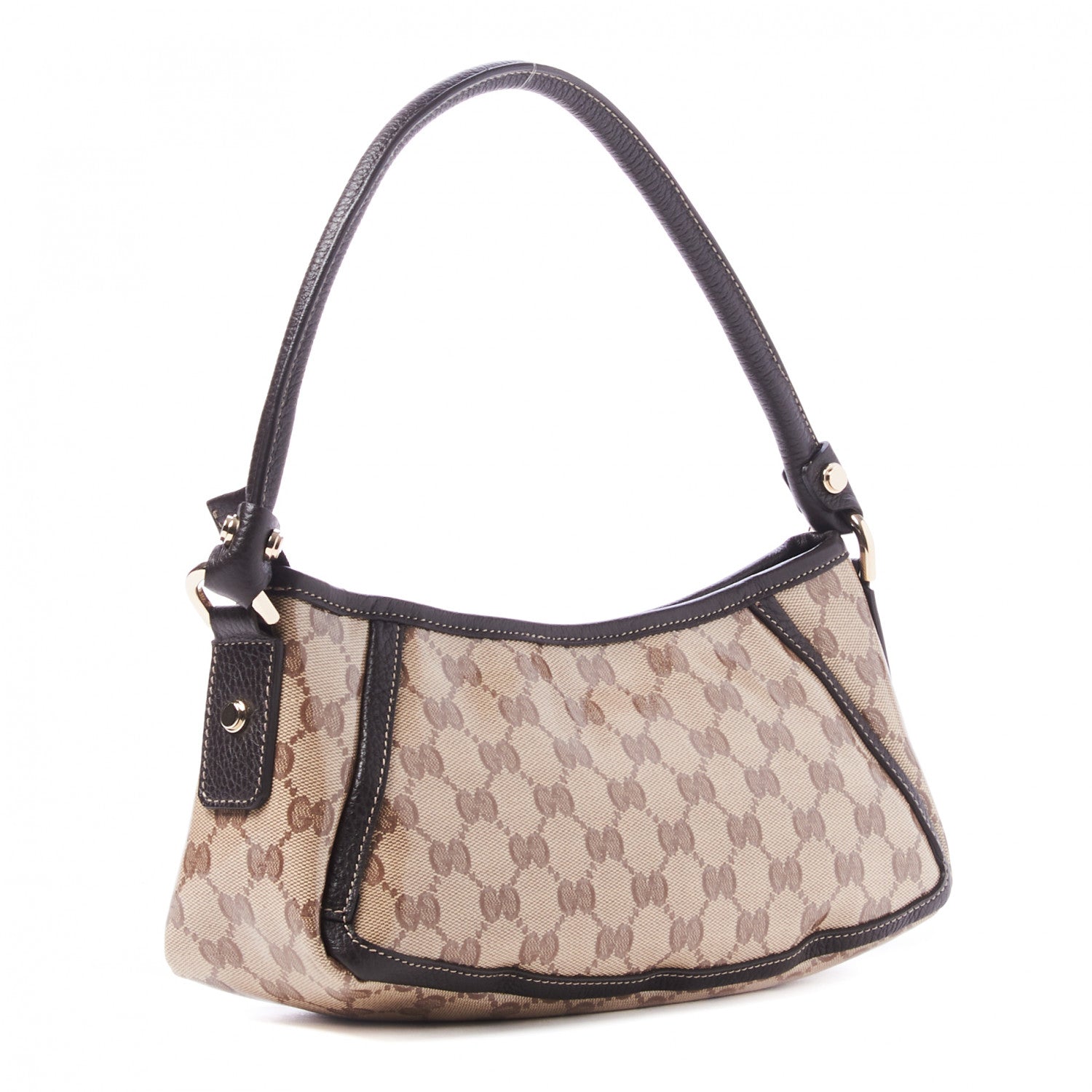 Gucci Crystal Monogram Small D Ring Gold Hobo Brown 2 of 9
