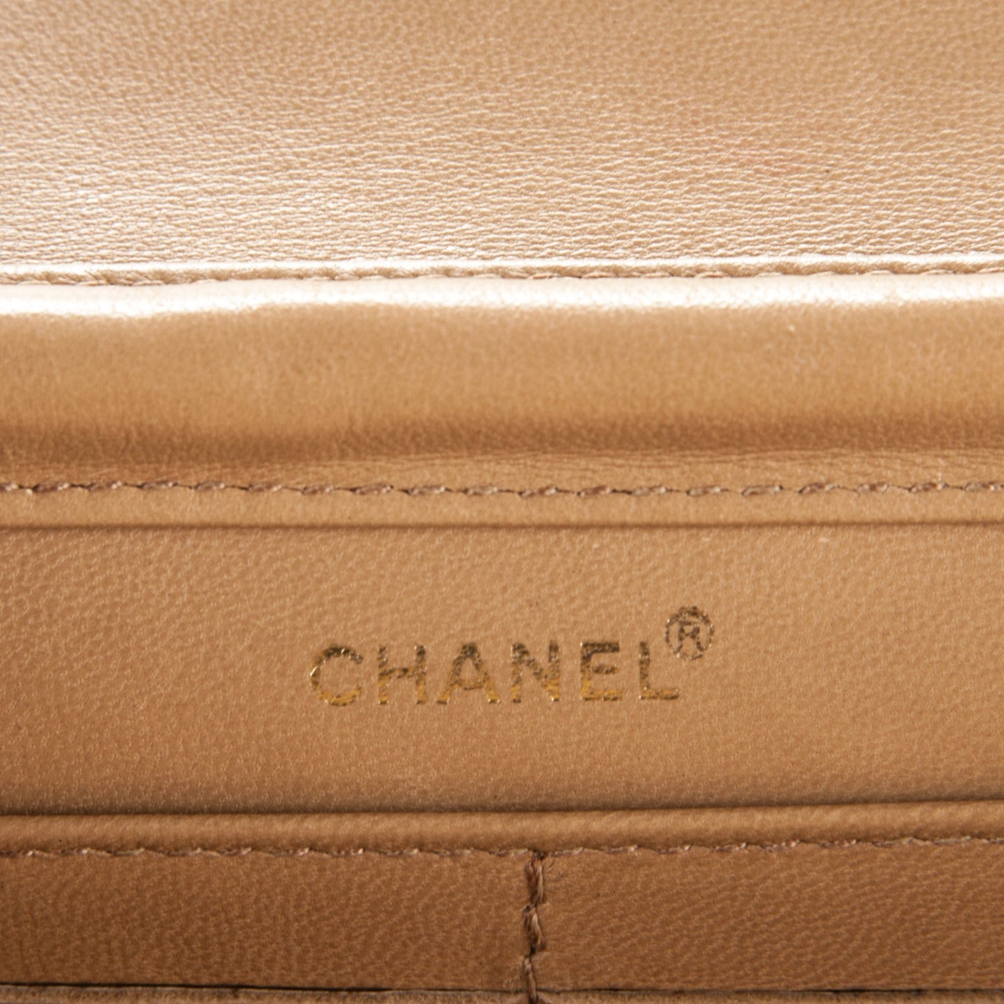 Calfskin Square Quilted Wallet On Chain WOC Beige