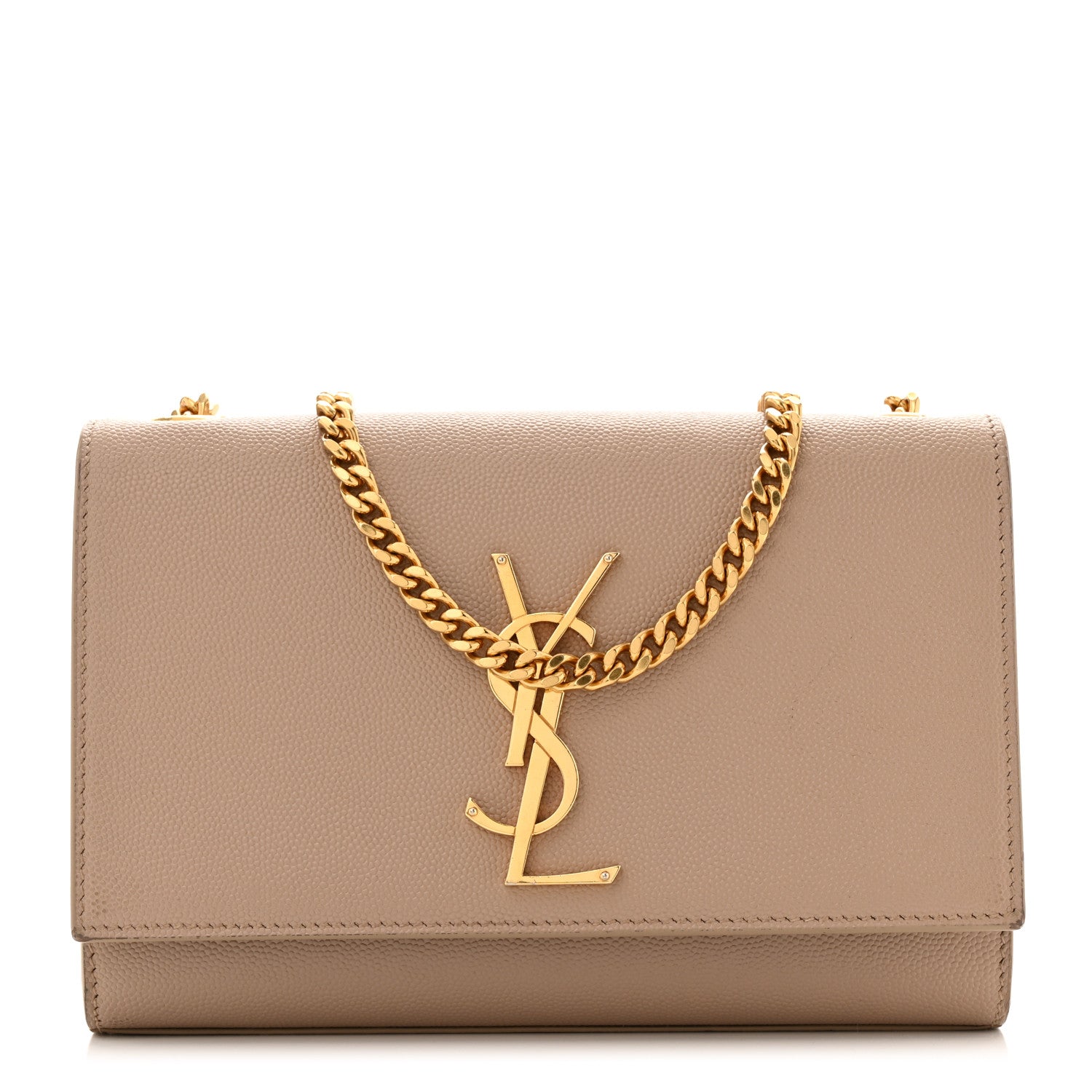 Saint Laurent Grain De Poudre Small Monogram Kate Satchel Dark Beige 1 of 11