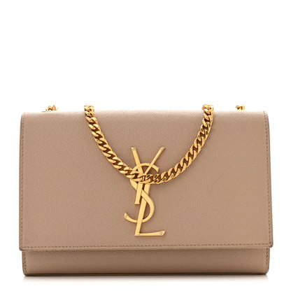 Saint Laurent Grain De Poudre Small Monogram Kate Satchel Dark Beige 1 of 11