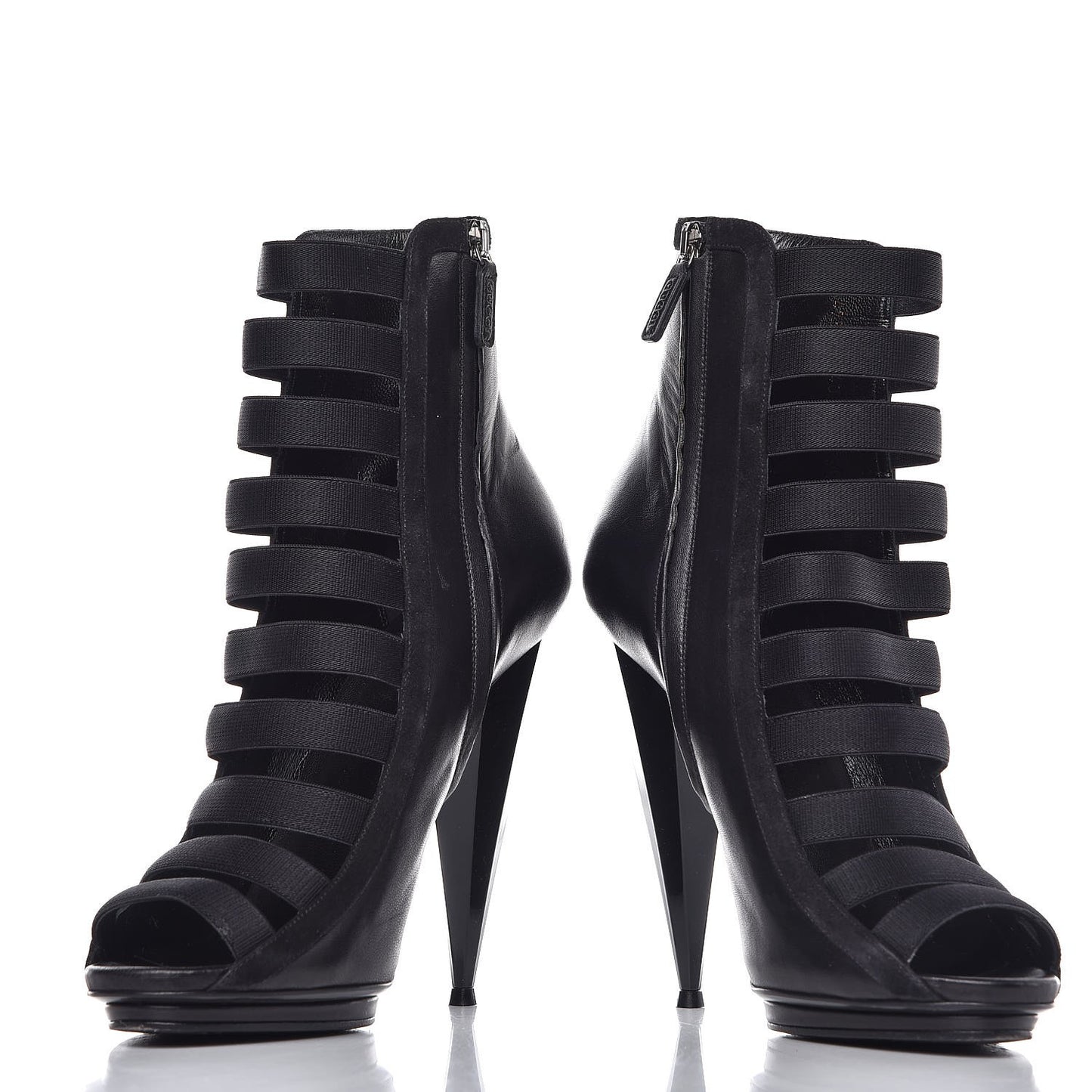 Nappa Kid Scamosciato Elastic Olimpia Open Toe Booties 40 Black