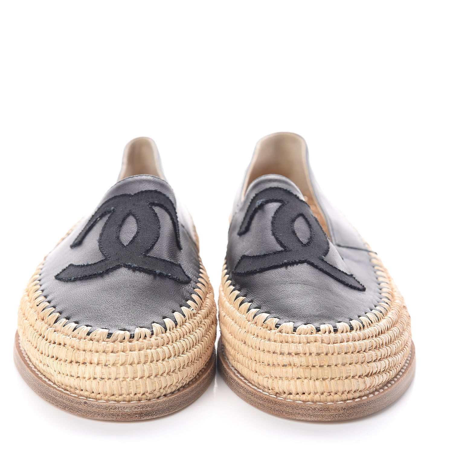 Chanel Lambskin Grosgrain CC Espadrilles 38 Black 2 of 8