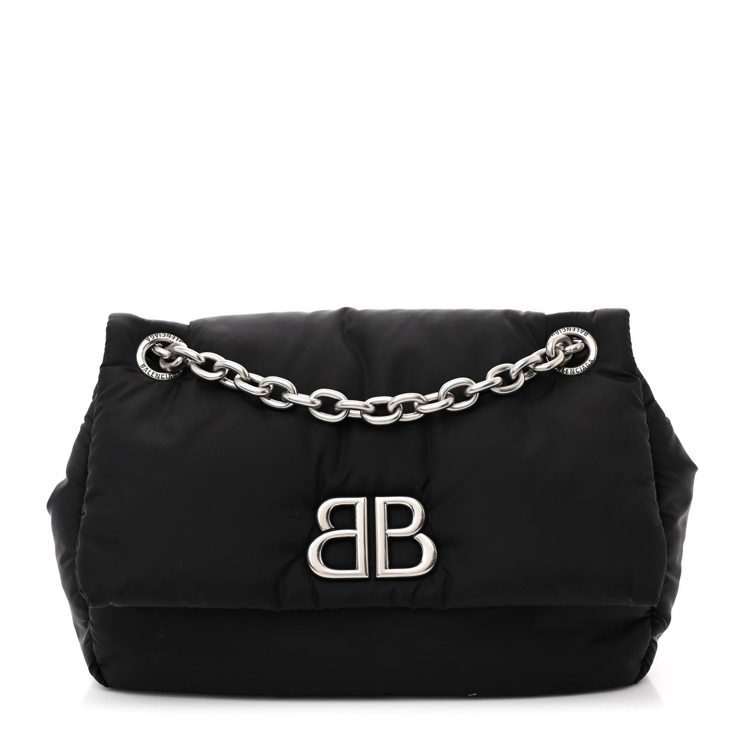 Balenciaga Nylon Mini Monaco Chain Shoulder Bag Black 1 of 11