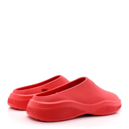 Prada Soft Mellow Rubber Embossed Mens Triangle Logo Mules 41 Rosso 5 of 10