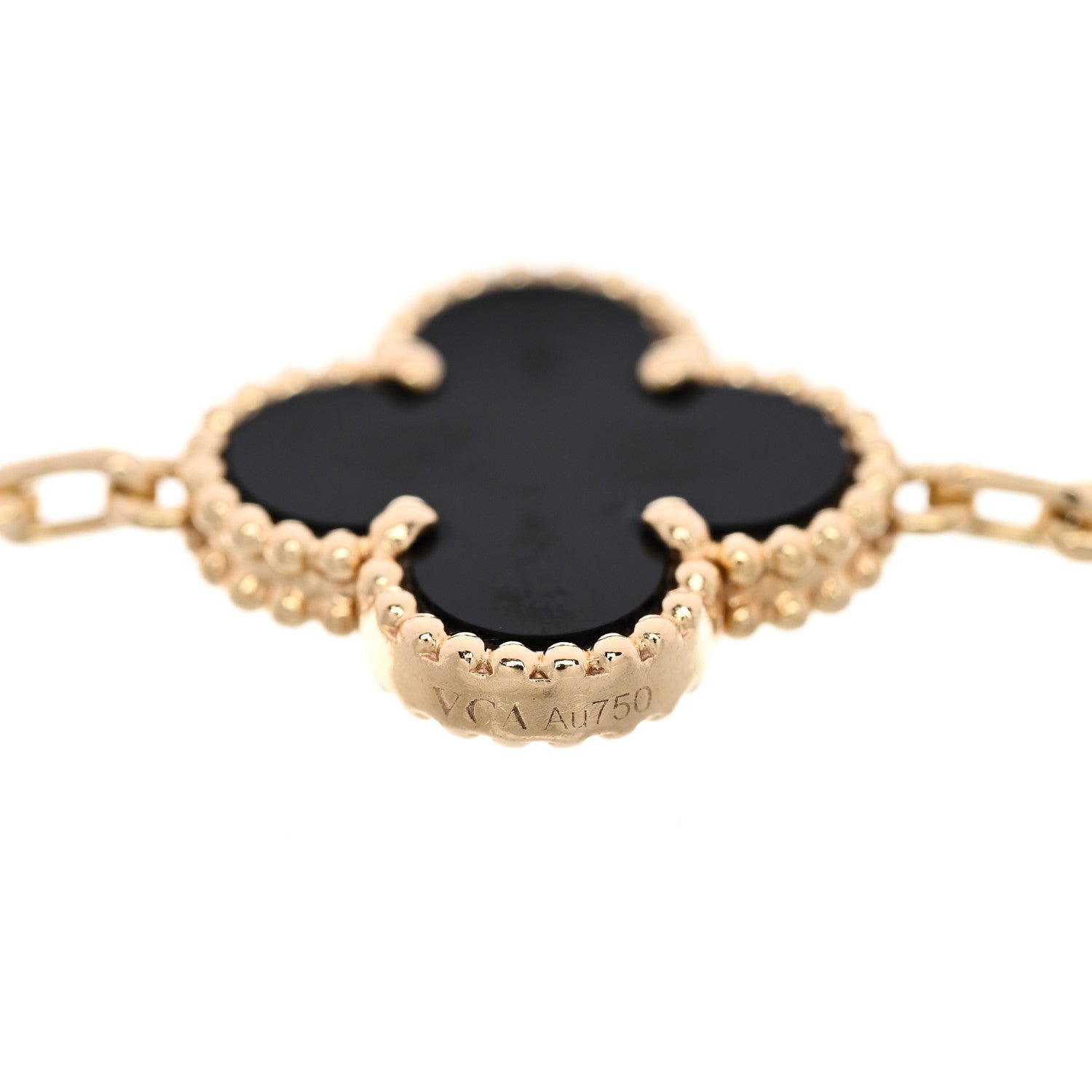 Van Cleef & Arpels 18K Yellow Gold Black Onyx 5 Motifs Vintage Alhambra Bracelet 3 of 5