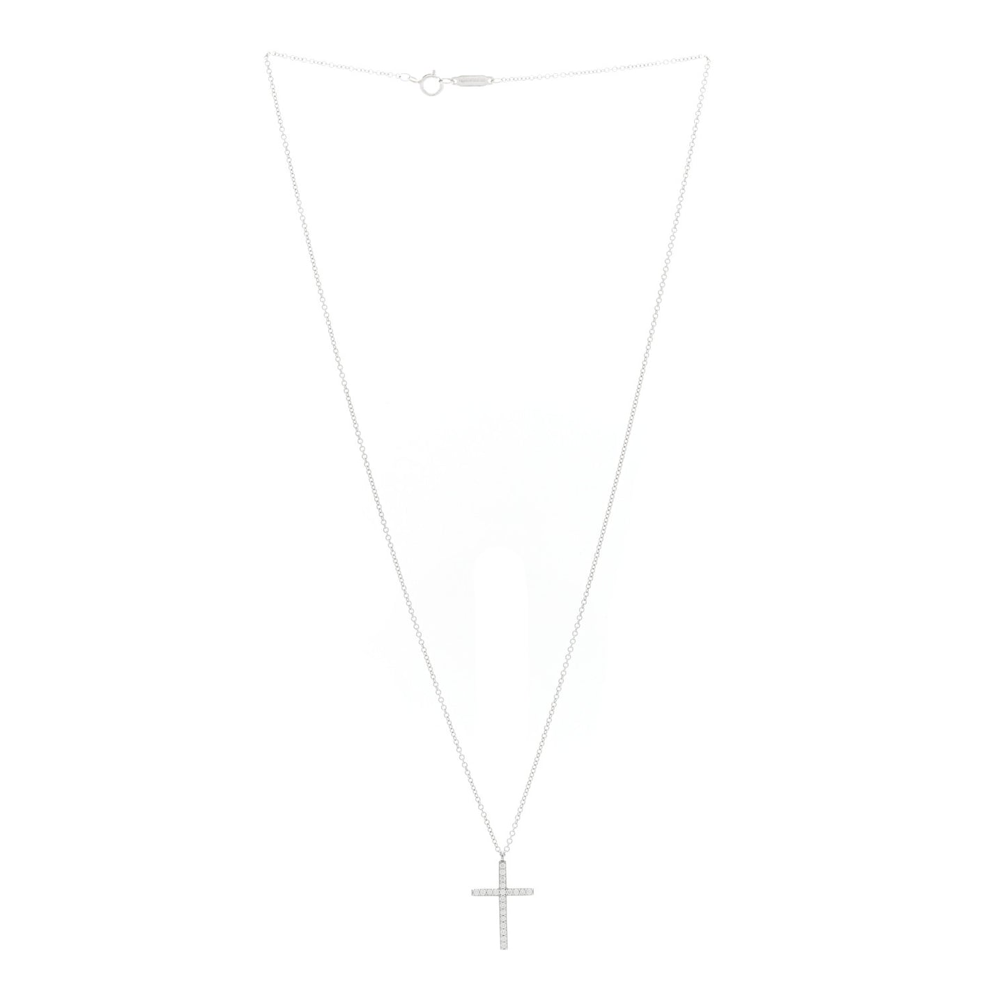 18K White Gold Diamond Medium Metro Cross Pendant Necklace