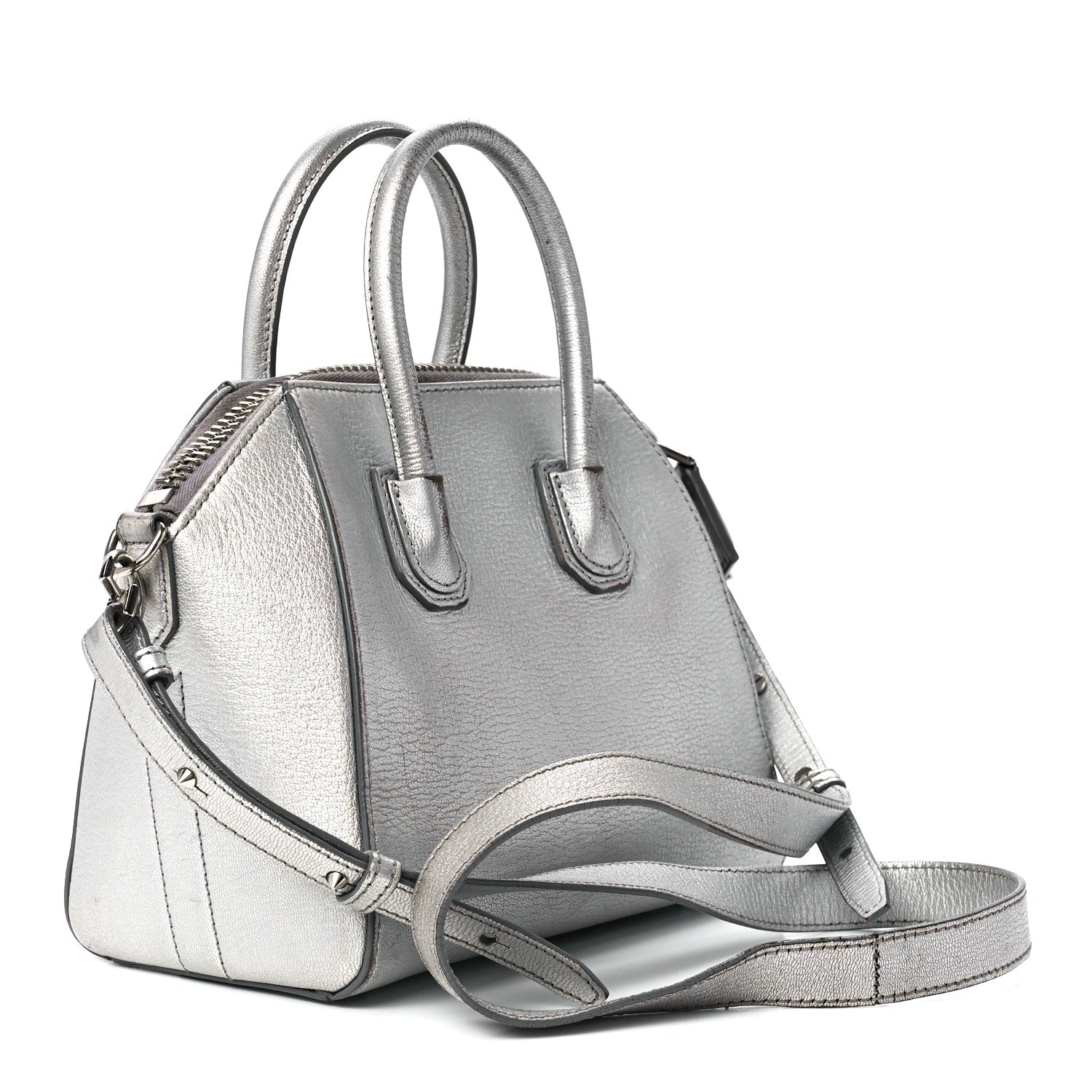 Givenchy Metallic Sugar Goatskin Mini Antigona Silver 3 of 12