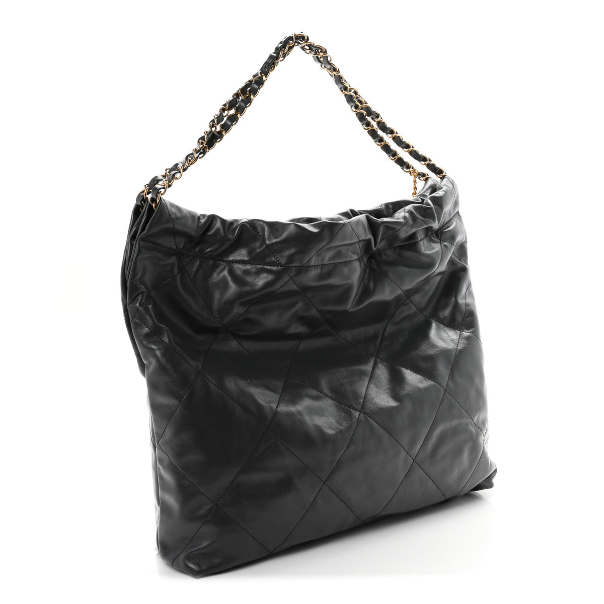 Shiny Calfskin Quilted Chanel 22 Dark Grey