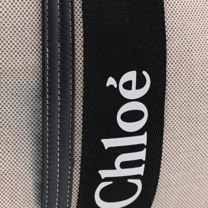 Chloe Linen Calfskin Large Woody Ribbon Tote Black Blue 24 of 25