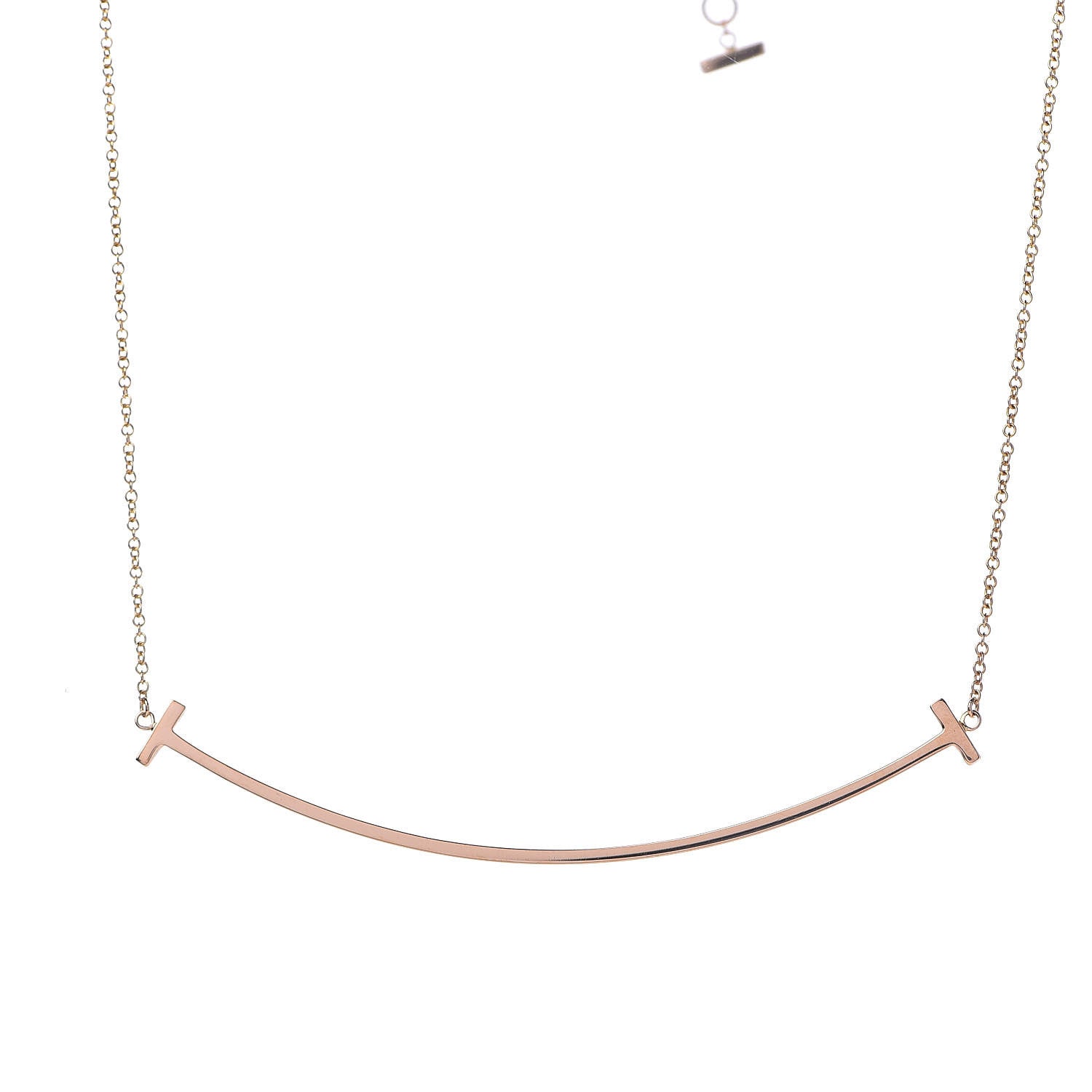 Tiffany 18K Rose Gold T Smile Pendant Necklace 4 of 6