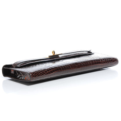 Hermes Niloticus Crocodile Kelly Cut Pochette Havane 4 of 9