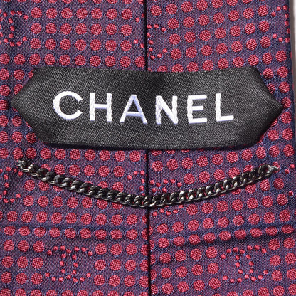 Chanel Mens Silk CC Neck Tie Navy Red 3 of 6