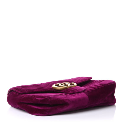 Gucci Velvet Matelasse Medium GG Marmont Shoulder Bag Fuchsia Violet Cyclamen 4 of 11