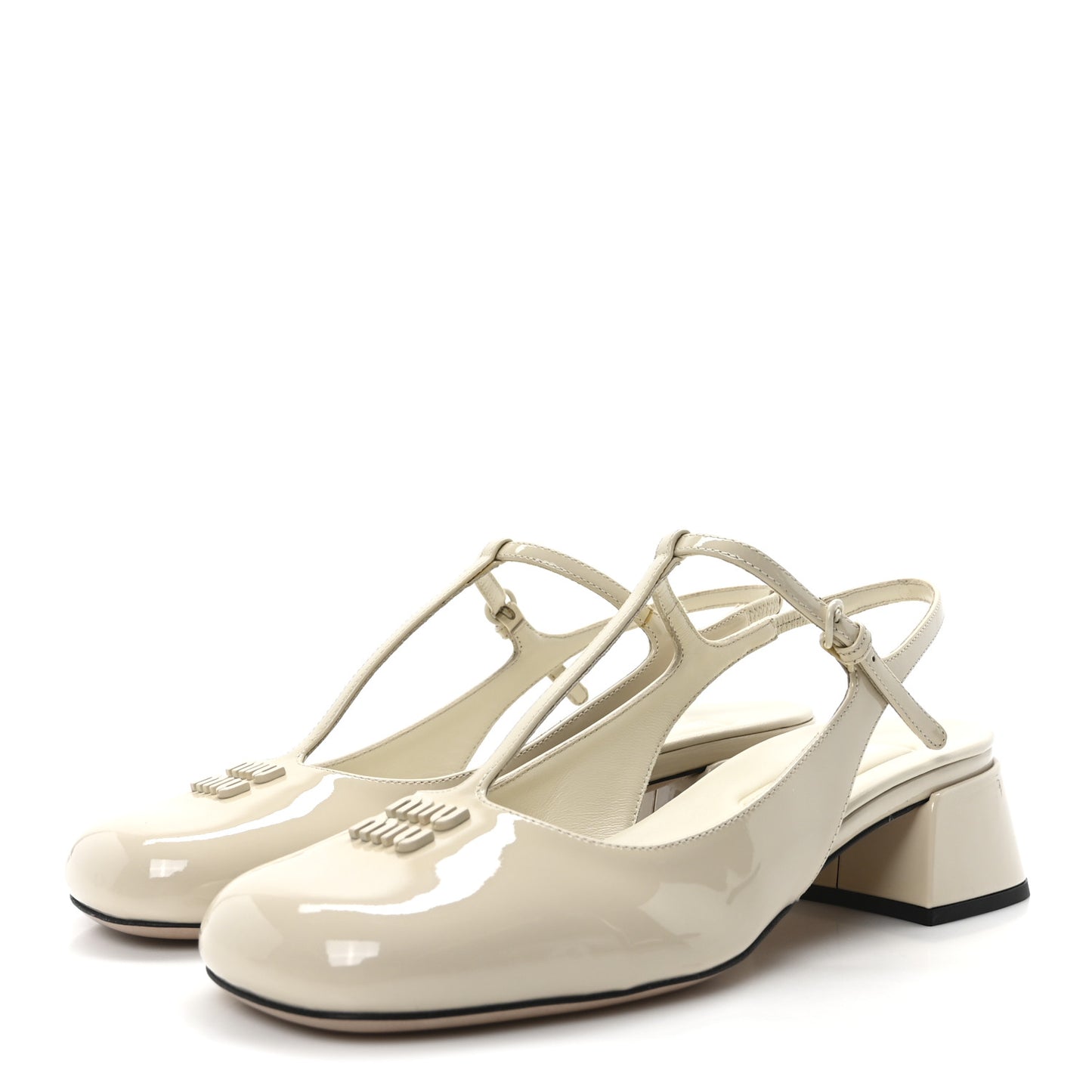 Vernice Slingback Mary Jane Pumps 37 Avorio