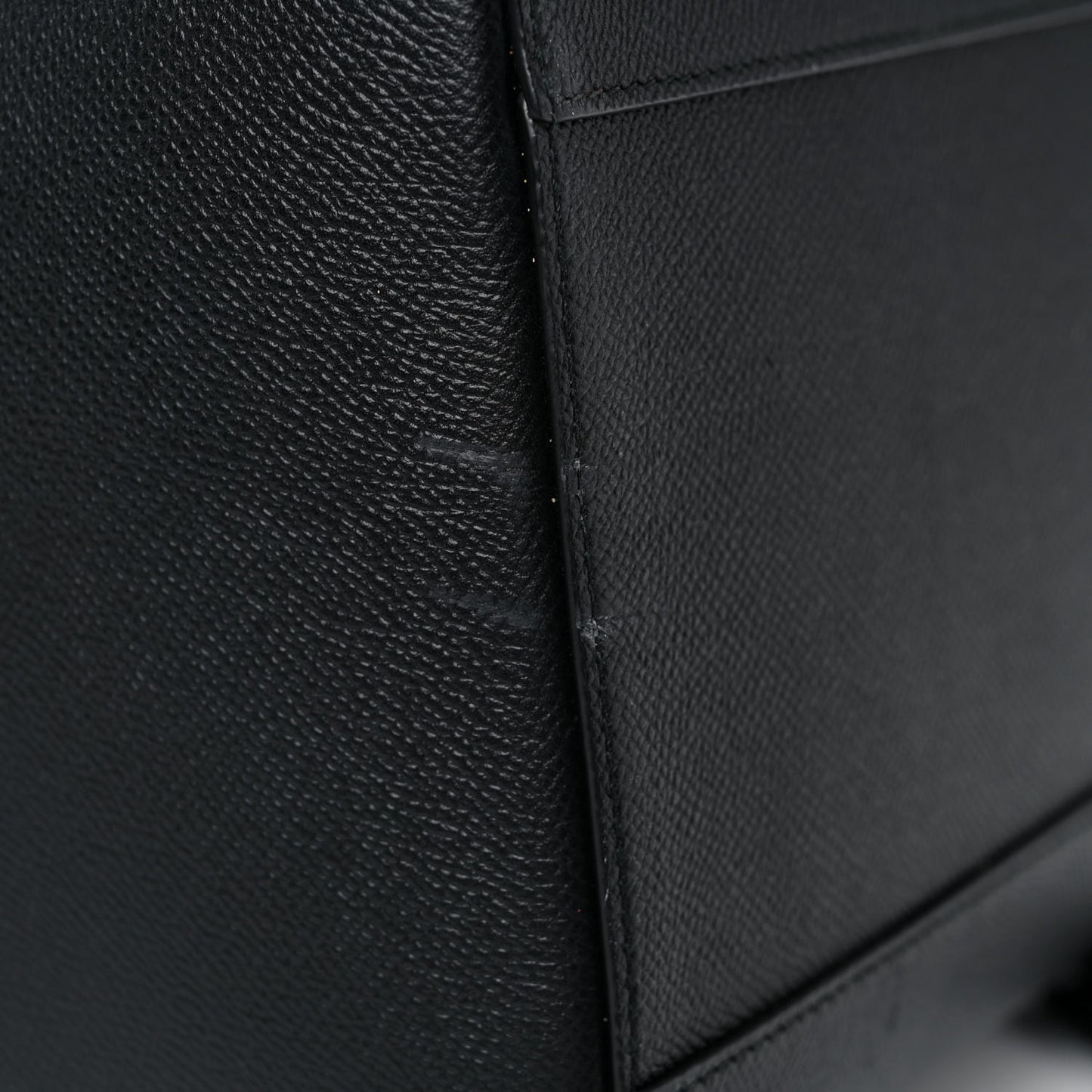 Grained Calfskin Medium Ville Bowling Bag Black