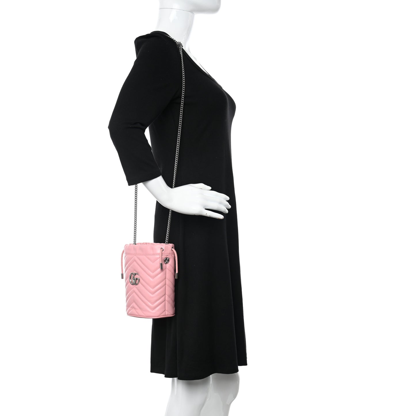 Calfskin Matelasse Mini GG Marmont 2.0 Bucket Bag Wild Rose