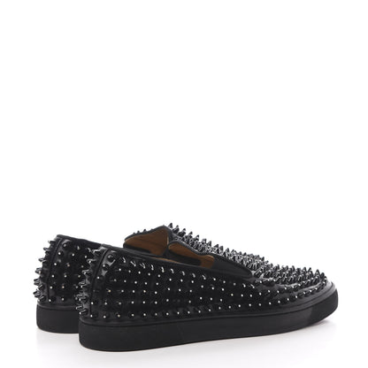 Christian Louboutin Patent Spikes Mens Galactokai Flat 44 Black Lucido 4 of 14