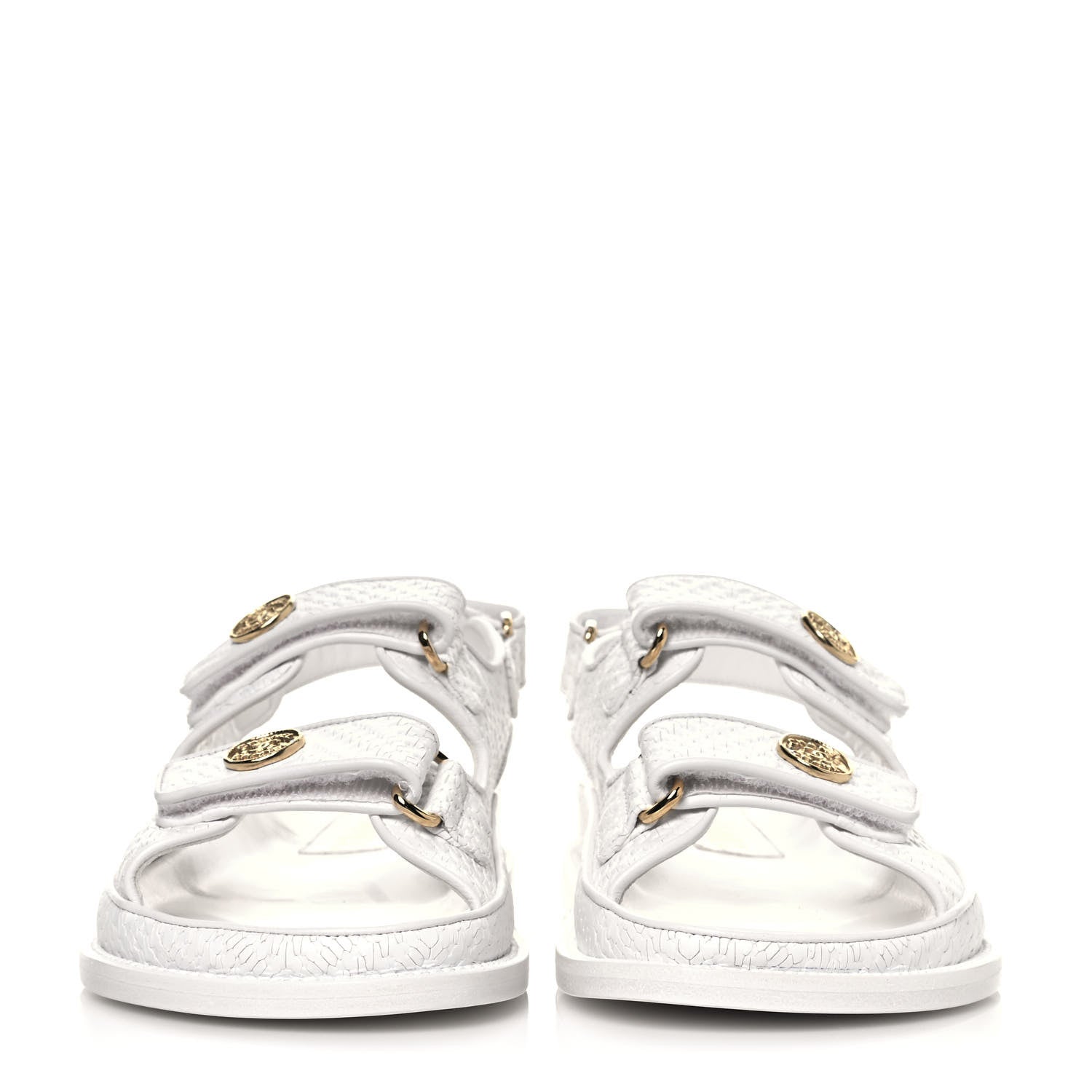 Chanel Calfskin Printed Velcro Dad Sandals 36.5 White 2 of 9