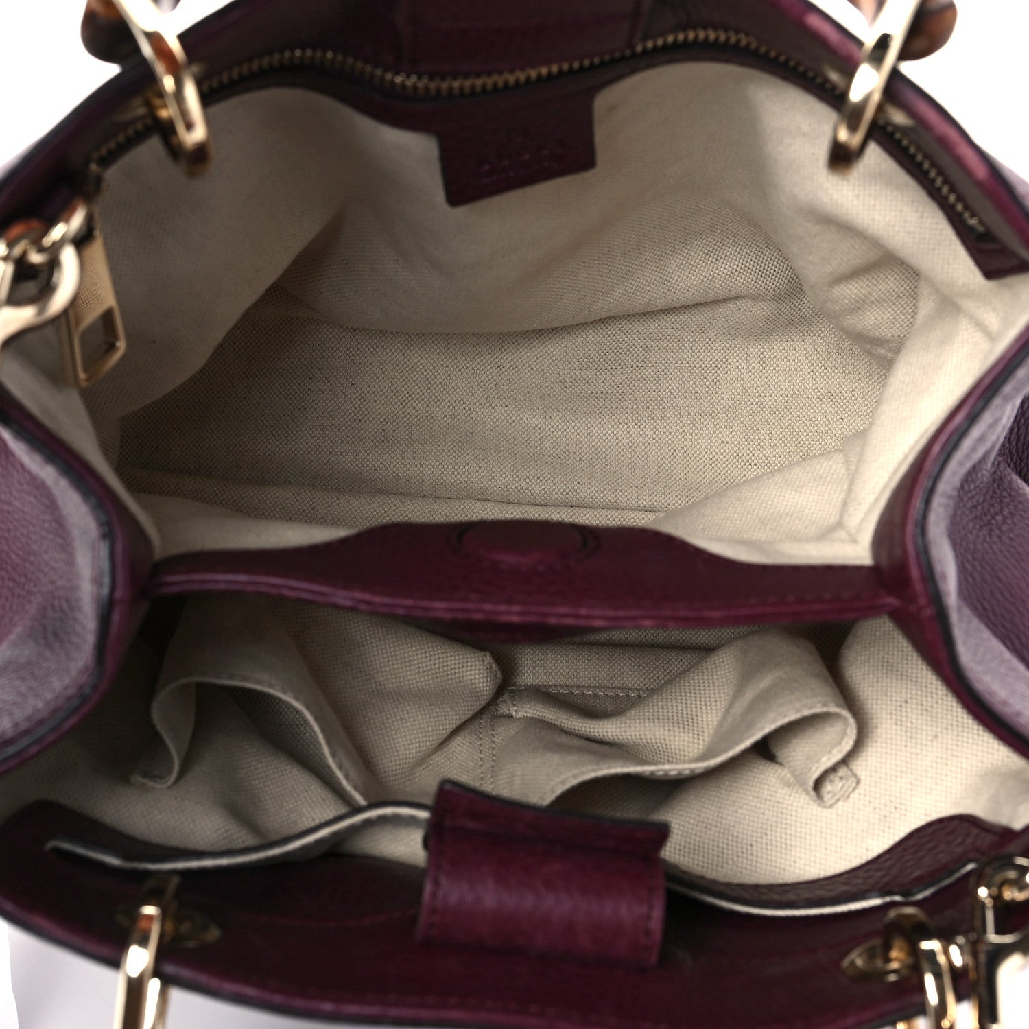 Gucci Calfskin Small Bamboo Shopper Tote Burgundy 5 of 10