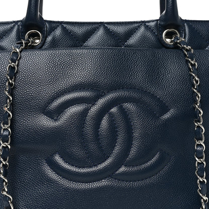 Chanel Soft Caviar CC Medium Top Handle Tote Navy Blue 8 of 12