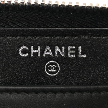 Chanel Caviar Quilted Diamond CC Gusset Zip Around Wallet Black 6 of 13